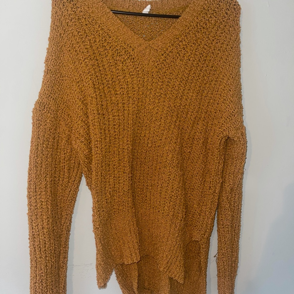 Pink Blush Maternity Mustard Popcorn Knit V-Neck Sweater